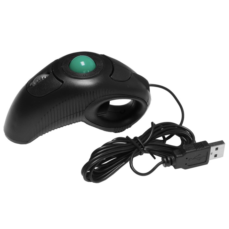 YUMQUA Finger Mouse, Handheld Trackball Mouse USB Wired Hand Held