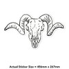 Large 460mm 'Ram Skull' Clear Static Window Cling Sticker/Decal (Black)