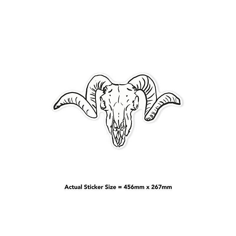 Large 460mm 'Ram Skull' Clear Static Window Cling Sticker/Decal (Black)