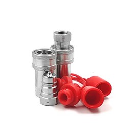 2 sets 3/8" NPT Thread ISO7241-1A Hydraulic Quick Disconnect Coupler Set with Dust Caps
