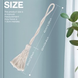 Simpeak Pack of 2 Curtain Tiebacks, Boho Curtain Holders, Cotton Tieback Curtain Holder Clips, Curtain Holder for Bedroom, Office, Curtains Decoration