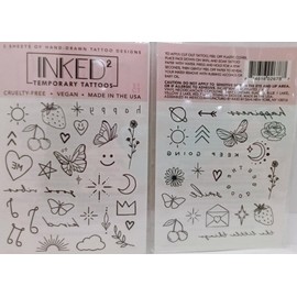 Inked 2 Temporary Tattoos 51 ct Hand Drawn Happy Inspiration