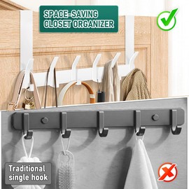 MIVITOOM Over Door Hooks - Heavy Duty 12 Hooks White, Over The Door Hook Hanger for Clothes, Coat, Bag, Hats, Towels (18cm Length, Fits 4.5cm Doors) - for Bathrooms, Bedrooms, Closets
