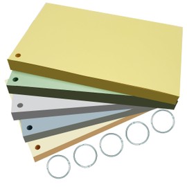 Debra Dale Designs 5"x8" Hole-Punched Index Cards with Rings - 140# Extra Heavy Cardstock - 5 Assorted Pastel Colors