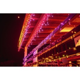 Twinkly Icicle 190 LED RGB+Bianco, Luci a Cascata LED Esterno e Interno, Luci Smart Multicolore RGB e Bianco, Compatibile con Alexa, Google Home, IP44, Controllo App, Filo Trasparente, 5.5m
