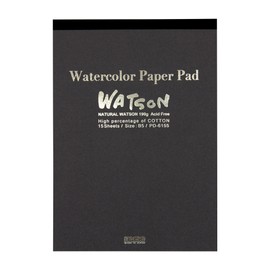 Muse PD-6155 B5 Watercolor Paper Watson Pad B5 6.7 oz (190 g), Natural, Pack of 15