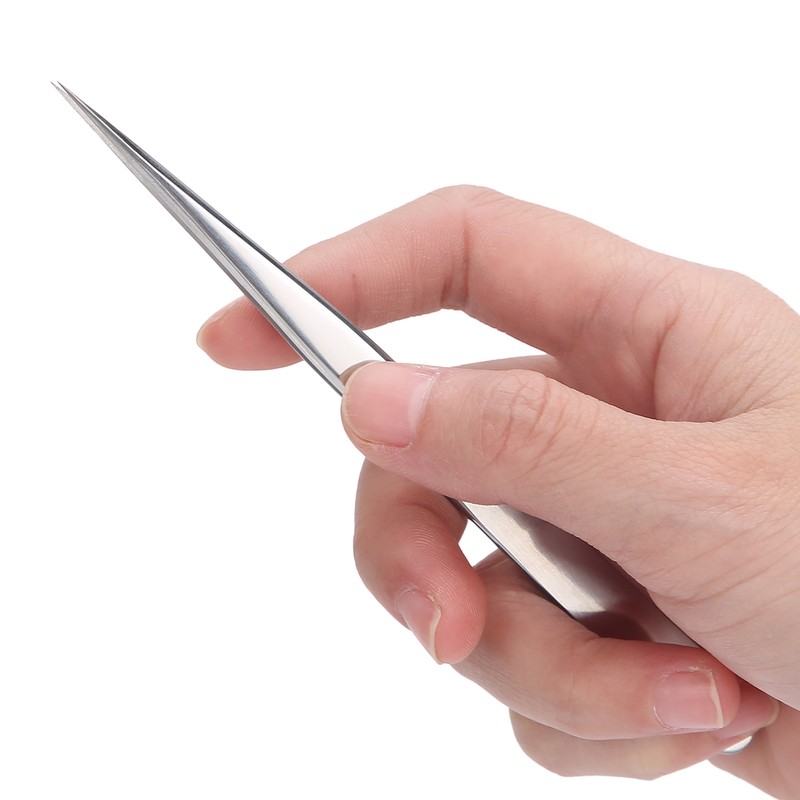 3Pcs Eyelash Extension Tweezers Set Silver Mirror Light DolphinShaped Easy