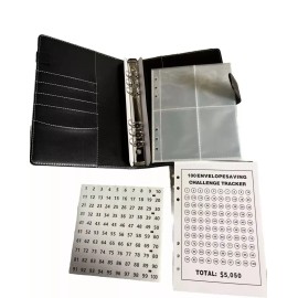 Unbranded 100 Envelope Savings Challenge Binder black financial planner money saving goals