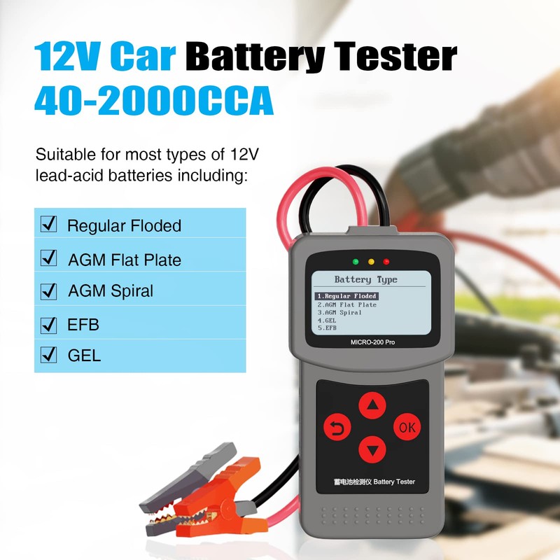 Lancol Car Battery Tester 12V/24V Battery Load Tester 40-2000CCA Alternator