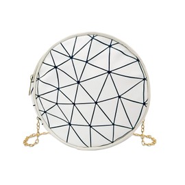 FuninCrea Cross Body Bag Women with Removable Chain, Circular Crossbody Bags for Women, Small Handbags Women Crossbody Phone Bag Leather Waterproof Shoulder Bag Women with Zipper (White)