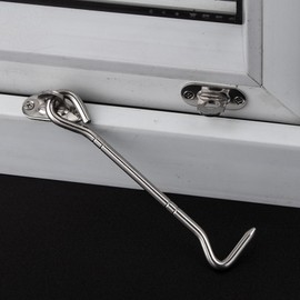 Hook and Eye Latch 8 Inch Silver Cabin Hook Outside Stainless Steel Door Hook Latch for Window Cabinet Shed