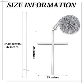 Kigeli 6 Pcs 3.5'' Pectoral Clergy Cross with 32'' Chain Alloy Priest Christian Cross Pendant Halloween Jewelry for Men Woman