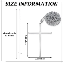 Kigeli 6 Pcs 3.5'' Pectoral Clergy Cross with 32'' Chain Alloy Priest Christian Cross Pendant Halloween Jewelry for Men Woman