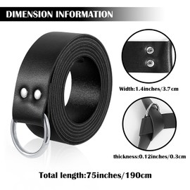 YIZITLAA Medieval PU Leather O Ring Belt Knight Cosplay Waistband Renaissance Reenactment Accessory (190cm/74.8", Black)