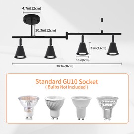 SEEBLEN 4-Light Modern Track Lighting Fixtures Ceiling, Adjustable Foldable Arms & Rotatable Heads, Black Kitchen Lighting for Islands, Dining Rooms, Bars, Closets, Workbenches.