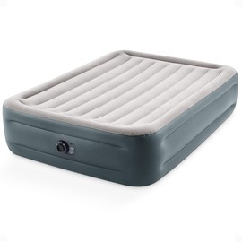 Intex 64125ED Dura-Beam Plus Essential Rest Air Mattress - Fiber-Tech – Queen Size – Built-in Electric Pump – 18in Bed Height – 600lb Weight Capacity