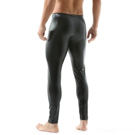 QiaTi Men's Faux Leather Tight Pants Men PU Long Trousers Leggings Stretchy Casual Skinny Pants Black Rock Punk Motorcycle