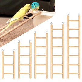 YHNTGB 5pcs Wooden Bird Ladder, Bird Ladders for Parrots, Wood Ladder for Bird Cage 5 Size for Birdie Basics Perch Parakeet Climbing Toys Hanging Pet Natural Wooden Step Cockatoo Lovebirds