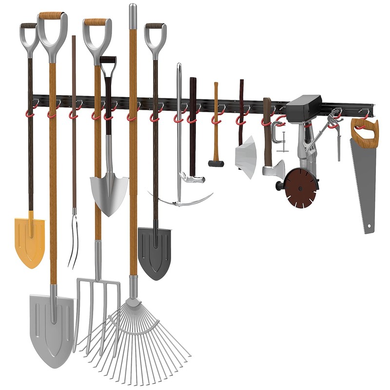 WALMANN All Metal 64 Inch Wall Mount Garden Tool Organizer