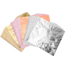 KUUQA 300 Sheets Imitation Gold Leaf, Rose Gold Leaf, Silver Leaf for DIY Crafting Decoration Arts Project (14x14cm)