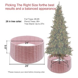 ZWHTB 28in Tree Collar, Christmas Tree Decorations for Artificial Trees, Boho Rustic Holiday Decor Cotton Rope Xmas Tree Ring, Tree Base Cover - Pink Round