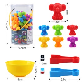 NEWSTYLE Montessori Toy from 3 4 5 6 Years, Pack of 58 Counting Colour Recognition Toy, STEM Maths Toy with Matching Cups and Tweezers, Fine Motor Skills, Educational Toy Gift for Children