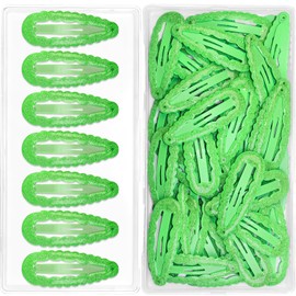 49 Pcs Glitter Teardrop Hair Clips for Women and Girls – 2 Inch/5cm Glitter Resin Barrettes（green）