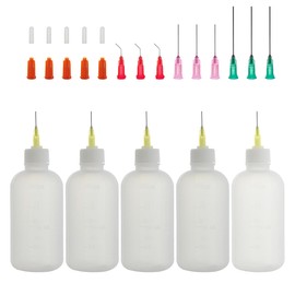 Needle Bottle Applicator 100ml 5Pcs, Precision Needle Tip Glue Bottle with 14 Dispensing Fine Needles and 12 Caps for DIY Craft Refilling Glue, Acrylic Paint, Oil (100ml)