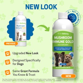 Pet Wellbeing Mushroom Immune Gold for Dogs & Cats - Holistic Immune Support with Reishi, Maitake, Turkey Tail, and Milk Thistle - Veterinarian-Formulated Functional Mushroom Supplement 8 oz (237 ml)