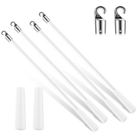 Bokon 4 Pcs Blinds Wand Replacement with Hook and Handle White Fiberglass Long Vertica Blind Wand for Windows Curtain Door Shades Opener Accessory (12 Inch)