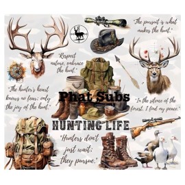 Unbranded 20oz Sublimation Tumbler Wrap Hunting Life Ready To Press Heat Transfer