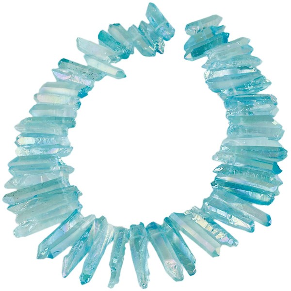 Nupuyai Light Blue Titanium Coated Irregular Rock Crystal Points for