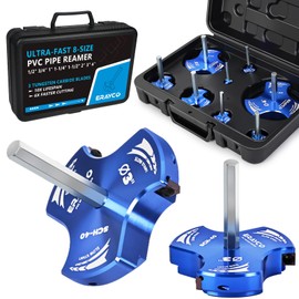ERAYCO 8 PCS Triple Blade PVC Pipe Reamer Kit, Plastic Pipe Fitting Reamer Tool for Plumbing, 3 Blades PVC Fitting Saver for SCH40, ABS, CPVC Pipe,(1/2", 3/4", 1", 1-1/4", 1-1/2", 2", 3", 4")