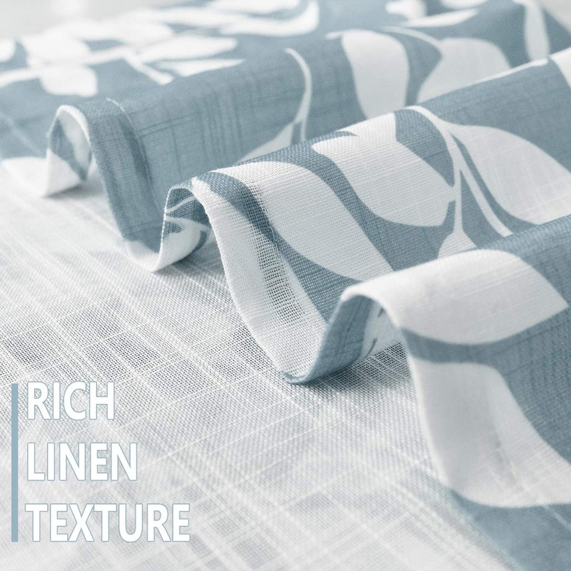 Blue White Kitchen Valance Curtain Leaf Print Window Valance for