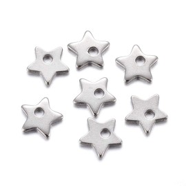 Fashewelry - 200 colgantes de acero inoxidable con estrella celestial en blanco de 6 x 6 mm, colgantes de metal con estrella pequeña para hacer joyas, 1 mm