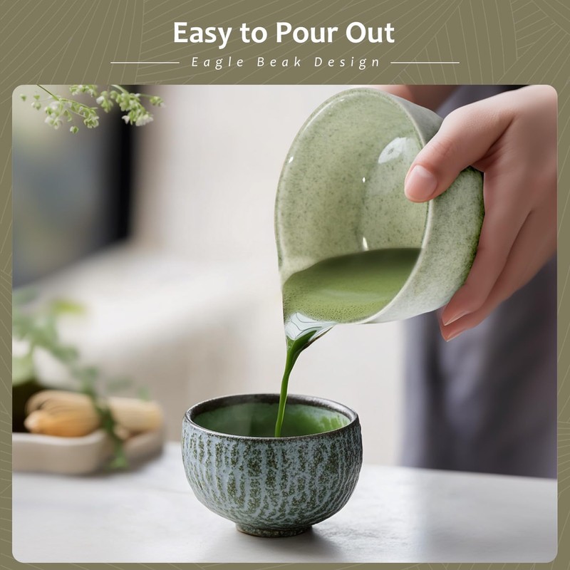 5PCS Match Whisk Set, Matcha Bowl with Spout, Matcha Whisk