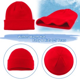 PEECABE Kids Knit Hat Winter Baby Beanie for Toddler Boys Girls Beanies Plain Warm Infant Snow Skull Caps for Boys Girls 0-5 Years (6-24 Months, Red)