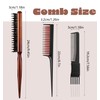 Teaser Comb, 3 Pcs Boar Bristle Hair Teasing Comb with