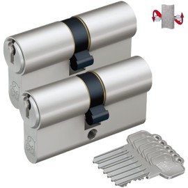 BASI Set of 2 V50 Profile Double Cylinder N+G 30/35 mm Keyed Alike with Emergency and Danger Function Door Cylinder for House Entrance Doors Entrance Doors Cylinder Lock with 3 Keys