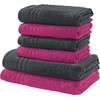 Redbest New York 2-Coloured Terry Towel Set 6-Piece Fuchsia-anthracite -