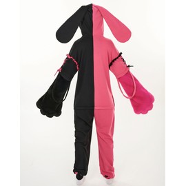 Micotaku Women's Bunny Hooded Onesie Pajamas Loungewear Sleepwear with Detachable Furry Paw Gloves (as1, alpha, x_l, regular, regular) Pink and Black