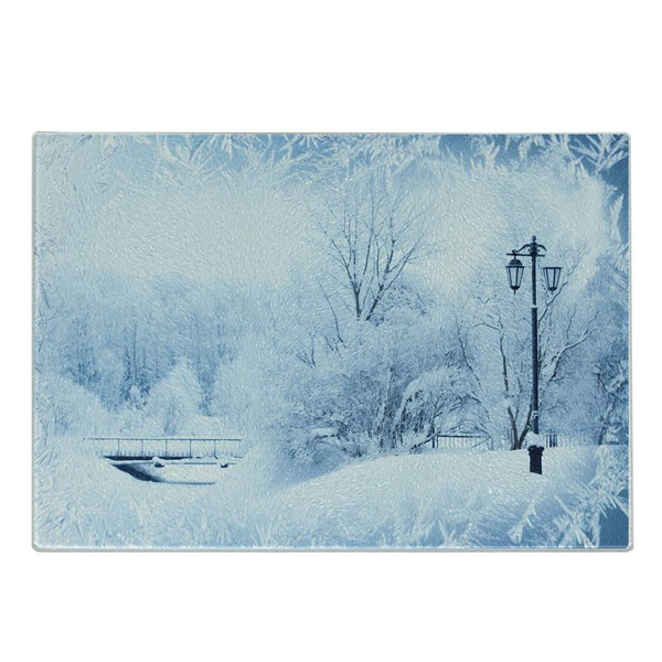 Ambesonne Winter Cutting Board, Winter Trees in Wonderland Theme Christmas