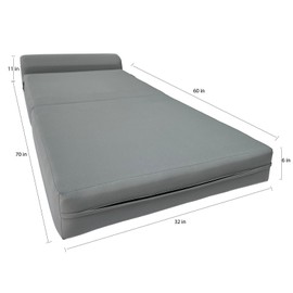 Amfuton Gray Sleeper Chair Folding Foam Beds, Sleepover Convertible Sofa 6 x 32 x 70