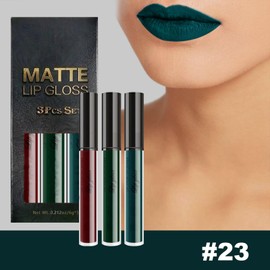 Erinde Matte Velvet Lipstick Set, Non-Stick Cup Lipstick, Green Liquid Lipstick Long Lasting, Dark Red Lip Gloss, Lip Makeup Kit, Waterproof, Smudge Proof
