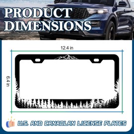 Mountain Forest License Plate Frame - 2 PCS Mountains Landscape Plate Frames Holder, Rust-Proof Waterproof Car Decorative Tag Frames for Standard Us 12x6 Inch
