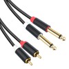 Menewstart Dual 1/4 TS to Dual RCA Stereo Audio Interconnect