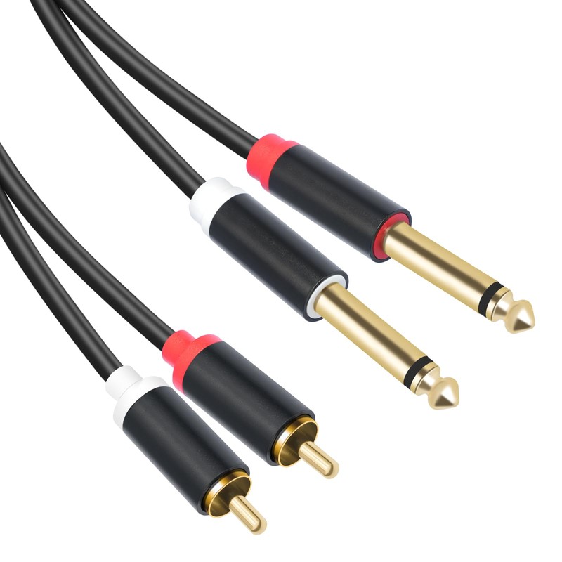 Menewstart Dual 1/4 TS to Dual RCA Stereo Audio Interconnect
