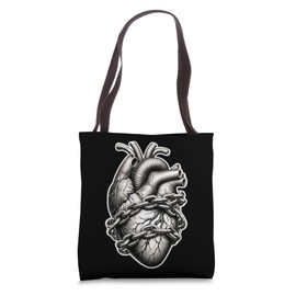 Chained Heart x Anatomical Heart x Chain Blackwork Tote Bag