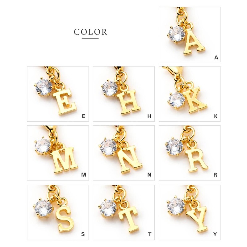 Cream dot. Charm, 18k Coated, Initial, Alphabet, Cubic Zirconia, Single
