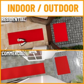 Ottomanson 2'7" x 16' Hallway Runner with Scraper Pile Extra Durable Non-Slip Rug Mat for Indoor & Outdoor Use - Ideal for Kitchen, Entryway, Patio & Garage - High-Traffic Carpet, Red